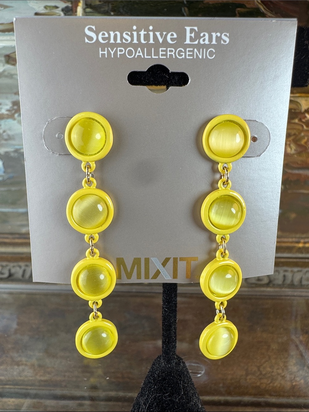 Mixit Bright Yellow Tiered Drop Earrings